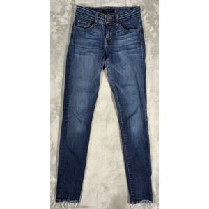 Flying Monkey Jeans Women's 25 Blue Mid Rise Ankle Skinny Made in USA whiskers